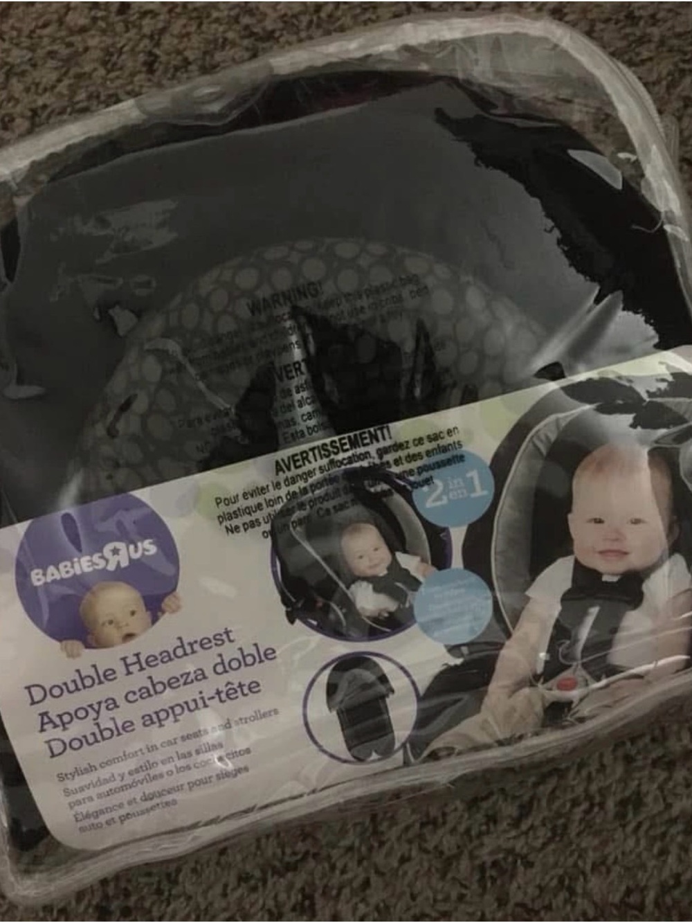 BabiesRUs Black and Gray Double Headrest for Kids